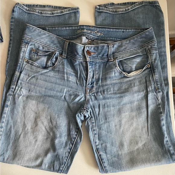 American Eagle Outfitters Denim - American Eagle Light Blue Low Rise Boot Cut Distressed Jeans. Size 12